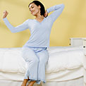 stretching-blue-pajamas