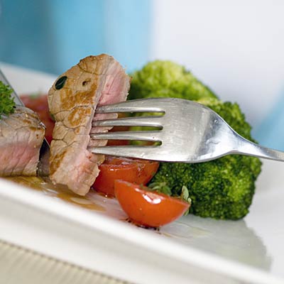 steak and vegetables