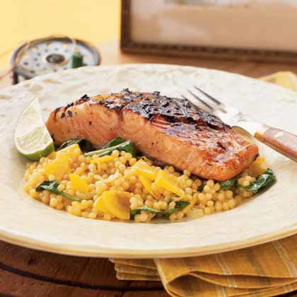 Ponzu Grilled Salmon with Golden Beet Couscous Recipe