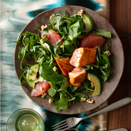 Grapefruit and Avocado Salad With Seared Salmon Recipe