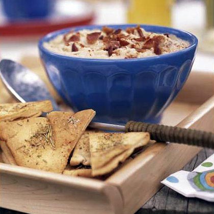 White Bean and Bacon Dip with Rosemary Pita Chips Recipe