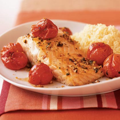 Salmon with Roasted Cherry Tomatoes Recipe