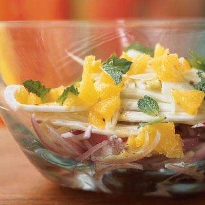 Spanish Salad of Oranges, Fennel, Red Onion, and Mint with Dressing Recipe