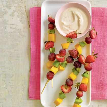 Frozen Fruit Skewers With Honey-Yogurt Dip Recipe