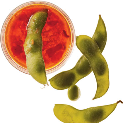 Edamame With Ginger-Chile Dipping Sauce Recipe