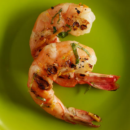 Grilled Shrimp with Lime, Orange, and Basil Oil Recipe