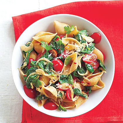 Spinach-Tomato Pasta Shells Recipe