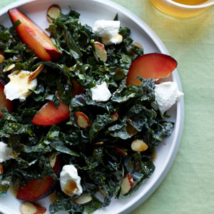 tuscan-kale-with-almonds-plums-and-goat-cheese