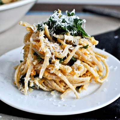 Favorite Pins of the Week: Tasty Kale Recipes kale sweet potato pasta 400x400 Favorite Pins of the Week: Tasty Kale Recipes