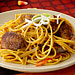 Pumpkin-Peanut Curry Noodles with Five-Spice Seared Scallops and Shrimp