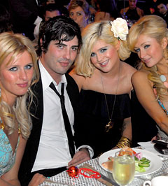 Brandon Davis and Kelly Osbourne and Nicky Hilton and Paris Hilton