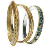Metal bangles with mirrored and colored beads (sold in set of six), Newport News.