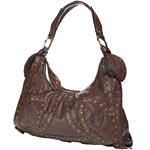 Studded faux leather shoulder bag, Planet Funk.