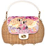 Wicker bag with embroidered leather, Eric Javits.