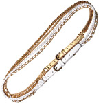 Braided-leather belts with gold-finished chain, Nikki Jaggs.