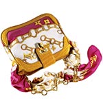 Silk bag with crocodile trim, Louis Vuitton.