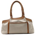 Shopping bag, linen with leather trim, Hogan.