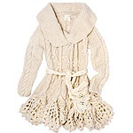 Wool cardigan with braided chiffon belt, LP&P.