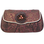 Brocade bag with rabbit fur pearls and crystals, Rafe.