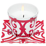 Hand-painted porcelain votive and tray, Herm.