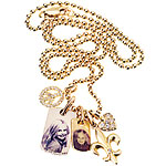 18kt-gold chain, large photo tag with diamonds, small tag, gold-and-diamond charms ", Kelly Gerber.