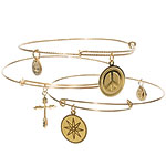 Expandable 18kt-gold vermeil wire bangles, Alex and Ani.