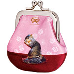 Satin mini change purse with silver clasp, Anya Hindmarch.