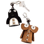 Leather penguin and owl key covers, Banana Republic.