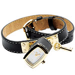 18kt-gold-plated Sydney watch with double-wrap leather bracelet (also in brown), Juicy Couture.