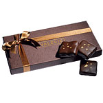 Chocolate-covered orange and almond nougats with gold leaf, Valerie Confections.