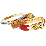 Leather bangles with 24kt-gold-plated closure, Vita.