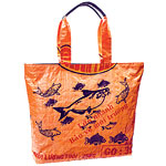 Recycled Weekender tote made of Cambodian rice bags, Gecko Traders