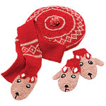 Handmade baby alpaca mittens, scarf and cap set (one size fits newborn to 18 months), Oeuf.