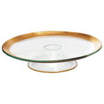 24kt gold Footed Roman Antique cake plate, Annieglass.