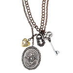 Metal alloy necklace with rhinestone, Planet Funk.
