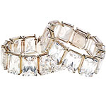 Cuffs of sterling silver and cubic zirconia, M+J Savitt.