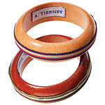 Wood with grosgrain trim bracelets, A. Tierney.