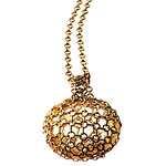 Citrine pendant with 18kt gold netting, Waris Ahluwalia.