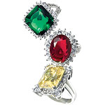 Sterling-silver rings with cubic zirconia, Roxanne Assoulin for R. Dayan.