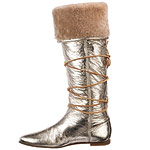 Metallic leather and shearling boots, Boots, Sigerson Morrison.