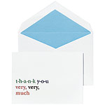 Folded 3"" x 5"" printed card with colored-lining envelope, Kate Spade.