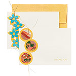 3" x 5" cards with stitched-on Japanese paper cutouts, Unique Artistry.