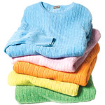 Cashmere cable-knit sweaters, J. Crew.