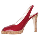 Patent-leather-and-cork slingbacks, Jessica Simpson Footwear.