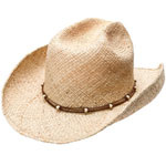 Straw hat with mesh and beading, Coldwater Creek.
