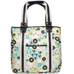 Canvas tote with textured leather trim and brass hardware, Rafe.