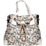 Canvas and leather tote with rope closure, Tod's.