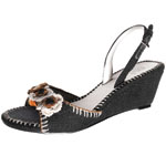 Microfiber slingbacks with cotton crochet flowers, Yellow Box.