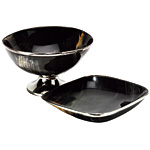 Handmade horn-and-silver-plated bowl (diameter: 9", $72) and tray (7" square, $35), Tim Clarke.