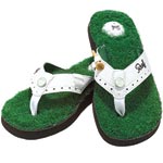 Turf flip-flops with rubber golf ball heel (adult sizes 4–13), Reef.